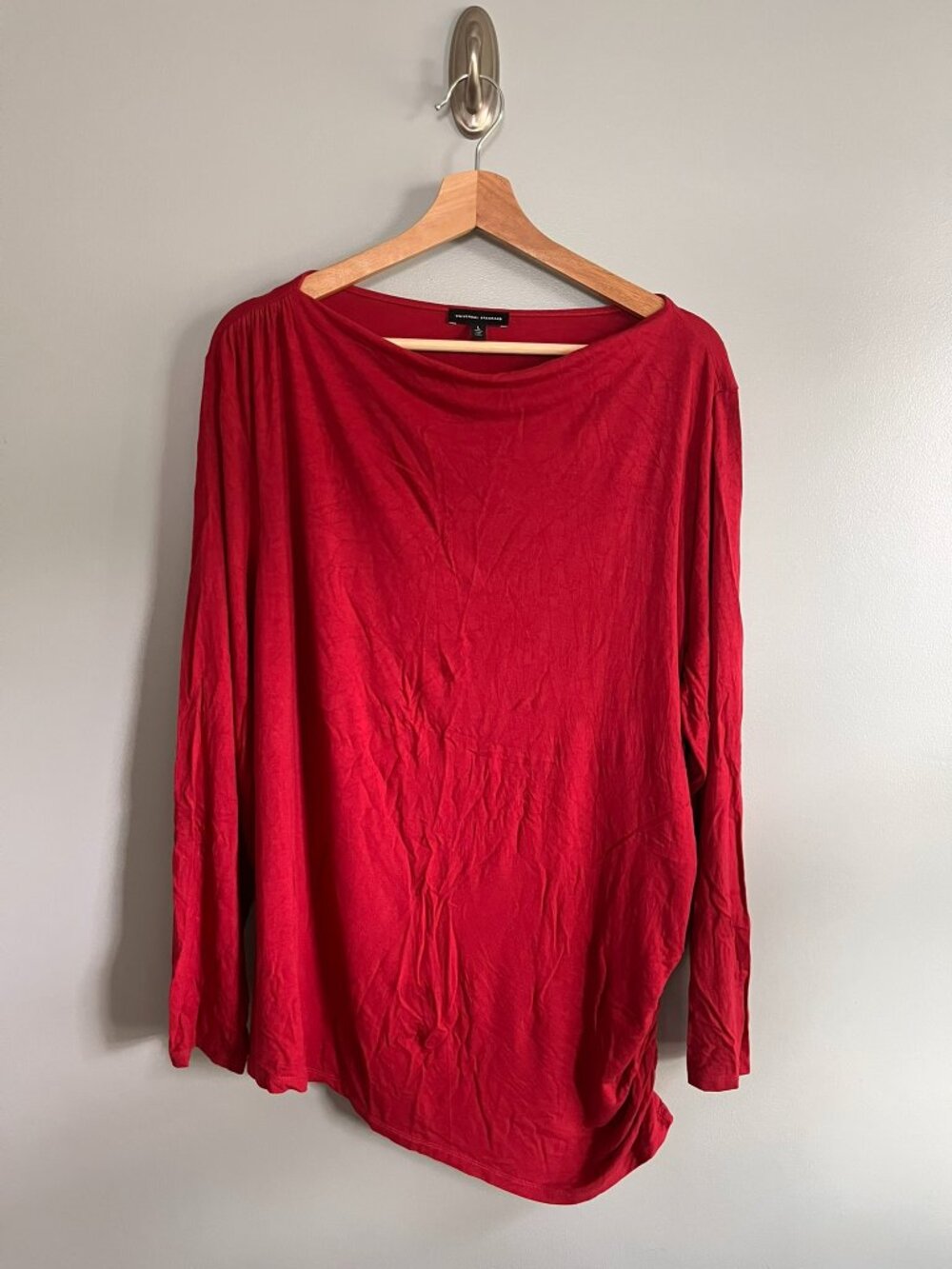 Universal Standard Red Long-Sleeve Draped Top